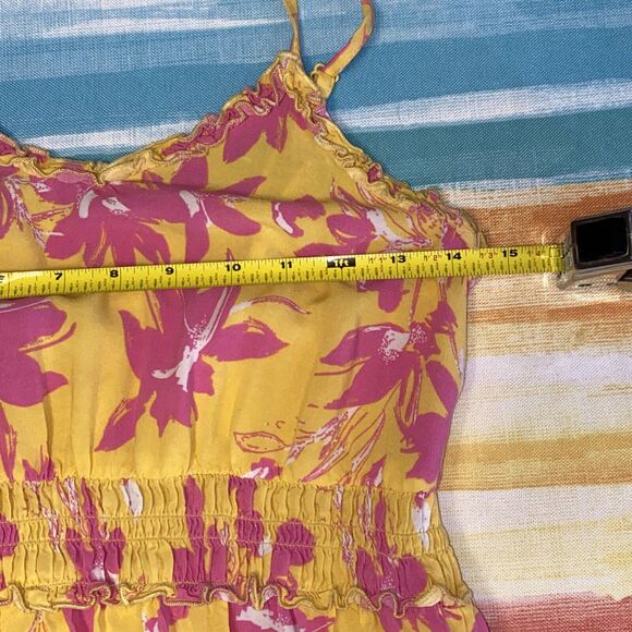 Jessica Simpson Maxi Dress Pink Yellow Floral Print, Sz Medium Summmer Party - Picture 10 of 12